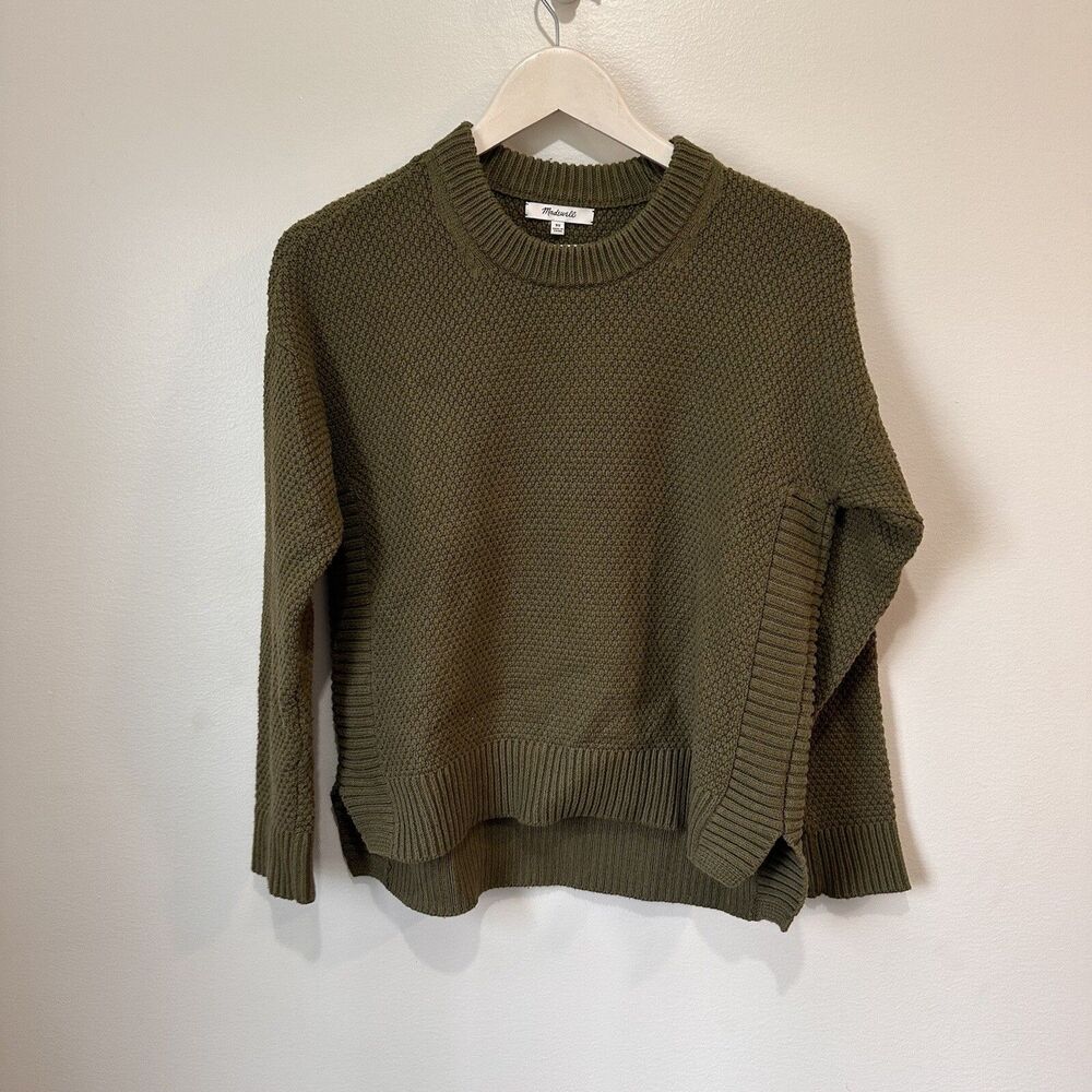 Madewell Chunky Knit Crew Neck Sweater Forest Green Women’s XS